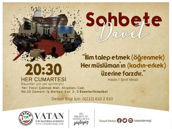 İlim meclislerine davet.İlim öğrenmek her müslümana farzdır.